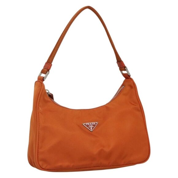 PRADA Shoulder Bag Nylon Orange Silver Auth 136730 - Picture 1 of 16
